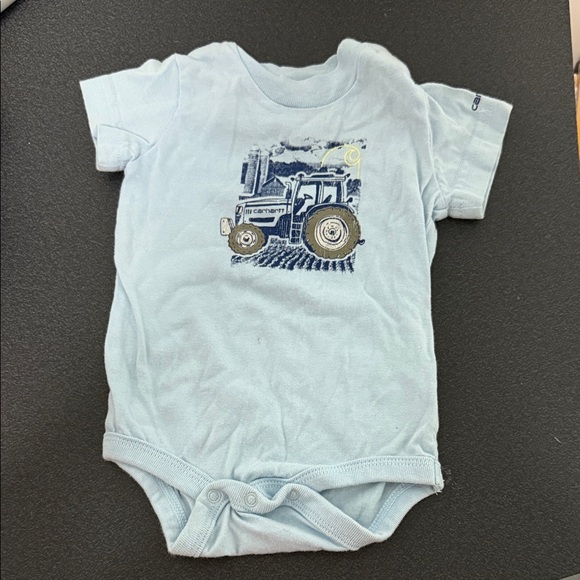 Light Blue Tractor Graphic Baby Onesie - Picture 1 of 2
